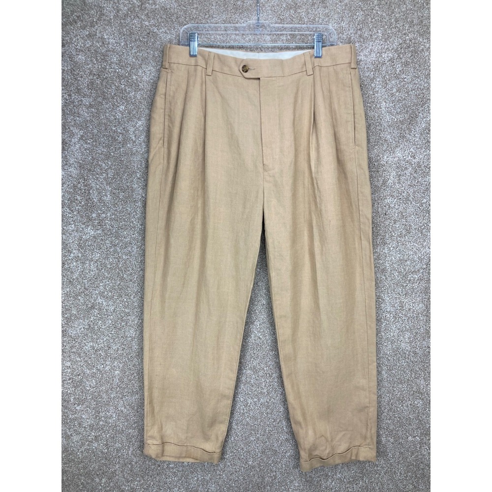 Jos. A. Bank Pleated Linen Pants Mens 36x29 Office Breathable Old Money Business